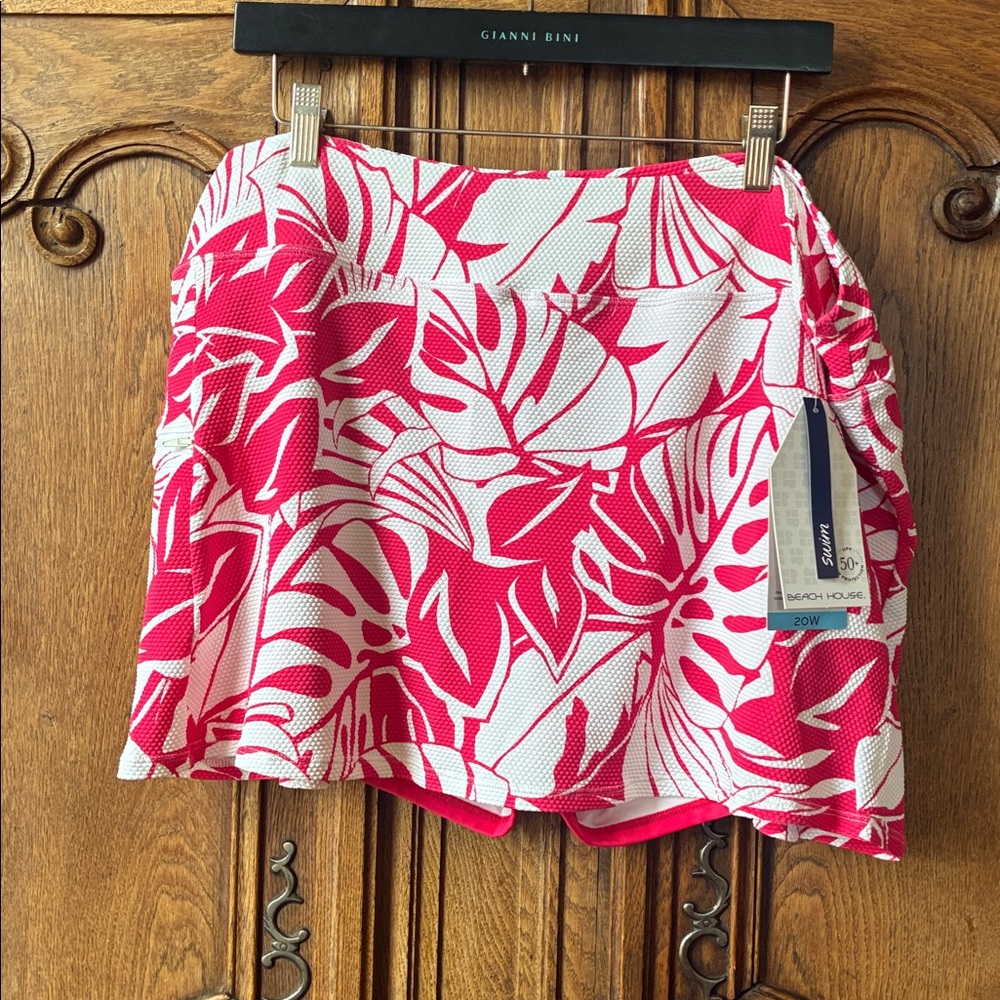 BEACH HOUSE PRINTED EMMA SWIM SKORT - JUNGLE PALMS ROSE - Picture 5 of 9